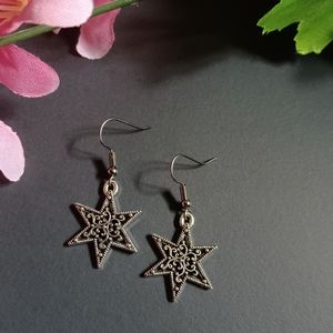 Pretty Silver Star Handmade Earrings